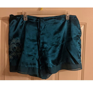 Vintage Secret Treasures Green/Teal Drawstring Sleep Shorts Size 12/14, Y2K, 90s